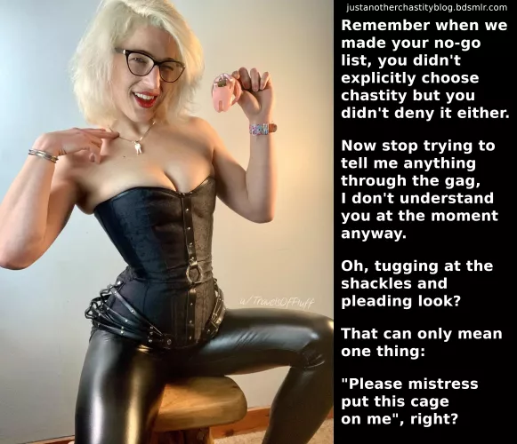 You should have been more specific when you agreed on your list of likes and no-go's! by justchastityblog