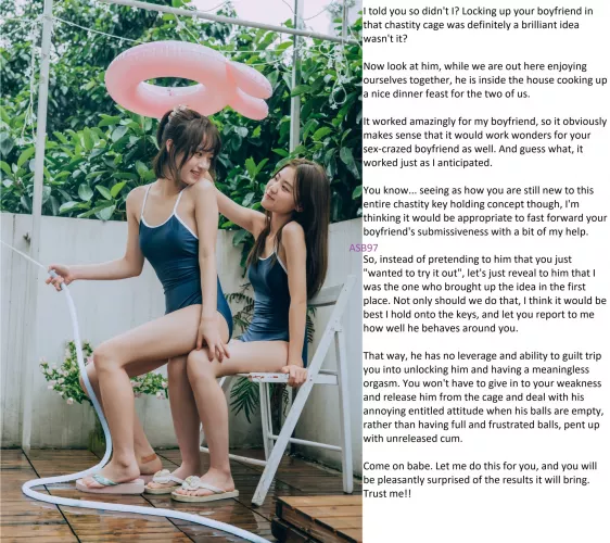 Your girlfriend has a great teacher in the art of keyholding by youngasianguy1