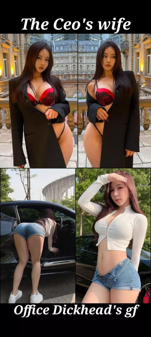 You're sick of this shitty company and the shitty assholes you gotta work with, but it just so happens the two most despised men's girlfriends have been coming on to you lately. So who are you fucking first? by Mr_MakeitNasty