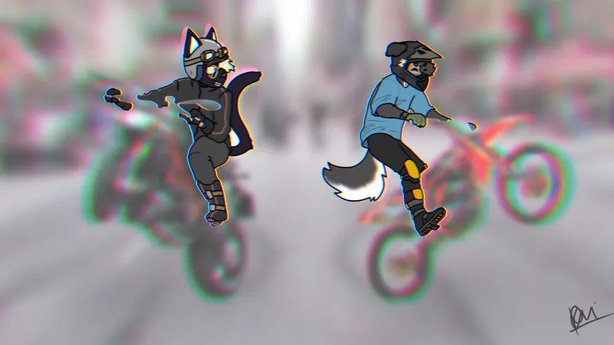 Zachary and Riley absolutely SHREDDING on the streets!!~ VRRRRRATATATATA!!~ (Art by me) by ThatOneRcKid