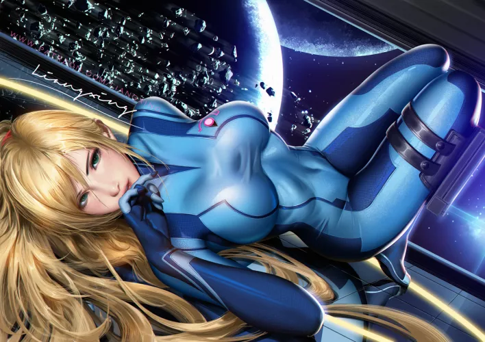 Zero Suit Samus On Her Back (Liang Xing ) [Metroid] by sequence_string