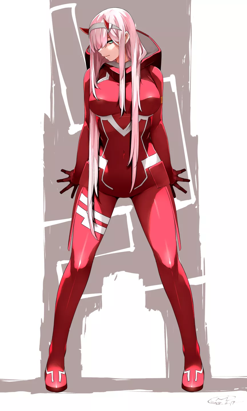 Zero Two Back Against The Wall (Happa) [Darling In The Franxx] posted by sequence_string