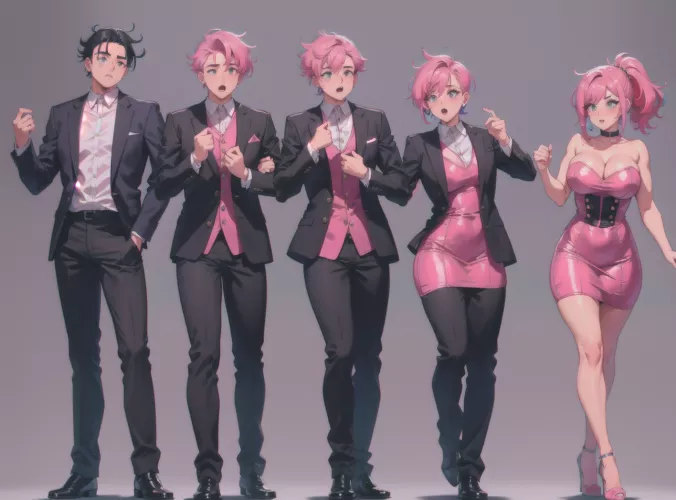 Businessman to Bimbo - Transformation Sequence (givingbadpeoplegood) [Commission] by givingbadpeoplegood