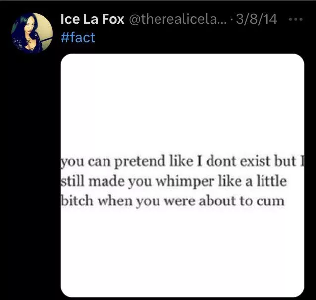 I wonder who pissed of ice ice la fox posted by lookingforthechewin