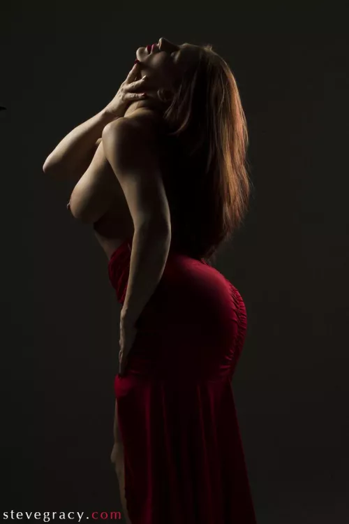 Kristie in elegant red dress by SteveGracyPhoto