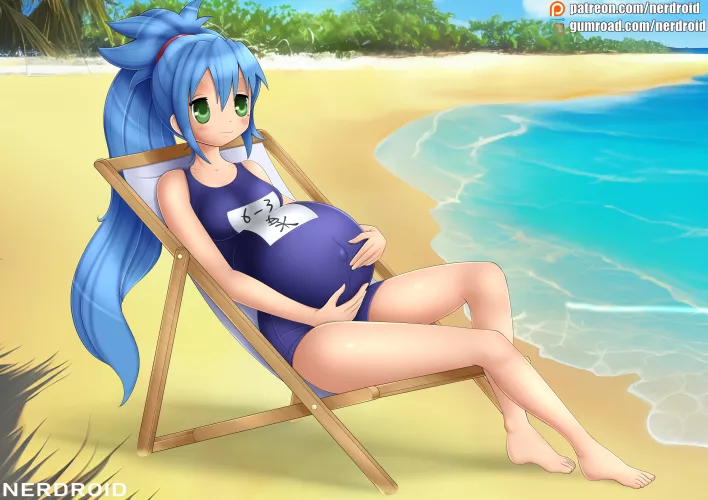 Konata from Lucky Star is relaxing on the beach - Made on commission(NerDroid) by Ner-Droid