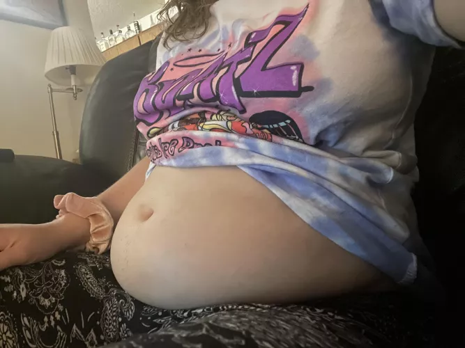 This was a few days ago so i've probs grown a bit lmfao, but had to show yall the cute tum and shirt :3 by Important_Effort4130