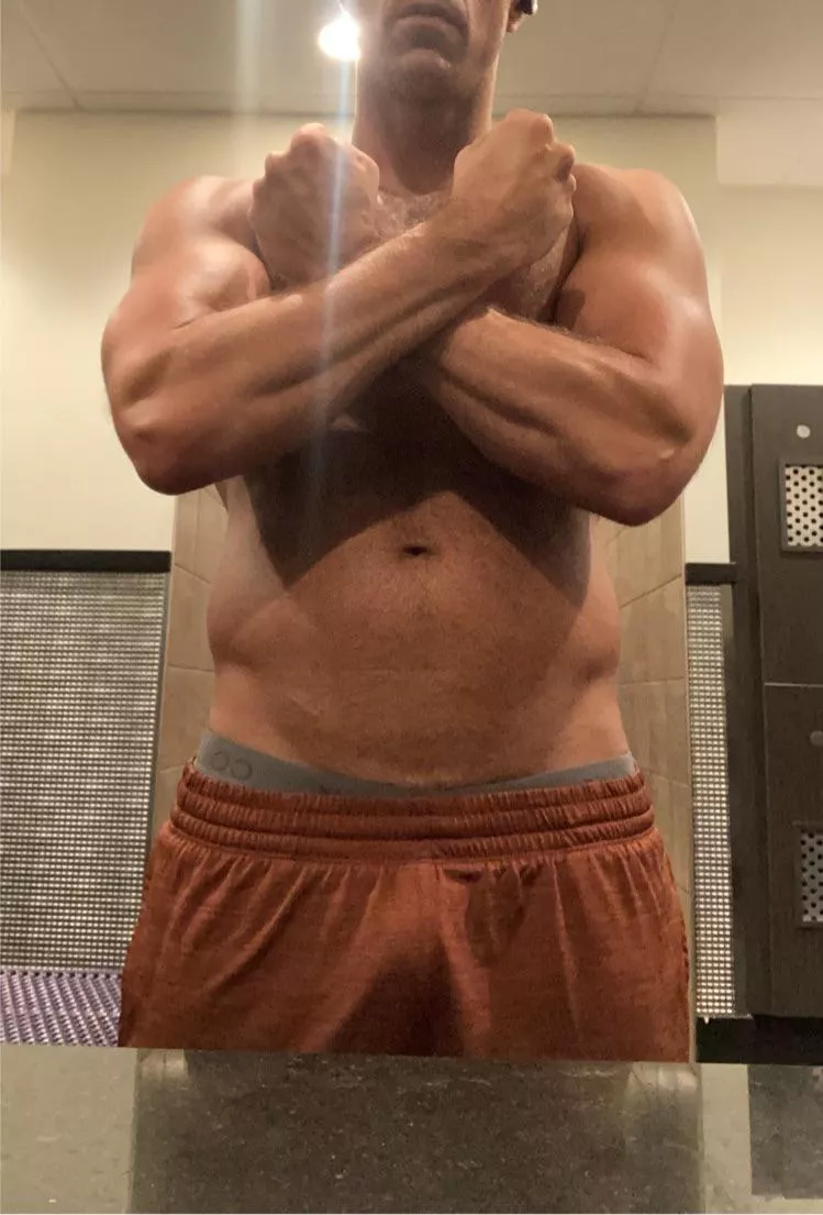 Chest and tris FTW. Nips are covered, so maybe this is just [m]ild posted by Ill-Pin-4283