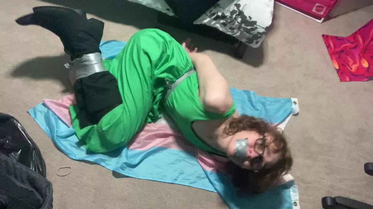 Did Someone Just Tape Me Up on the Trans Flag? posted by Jackninja5