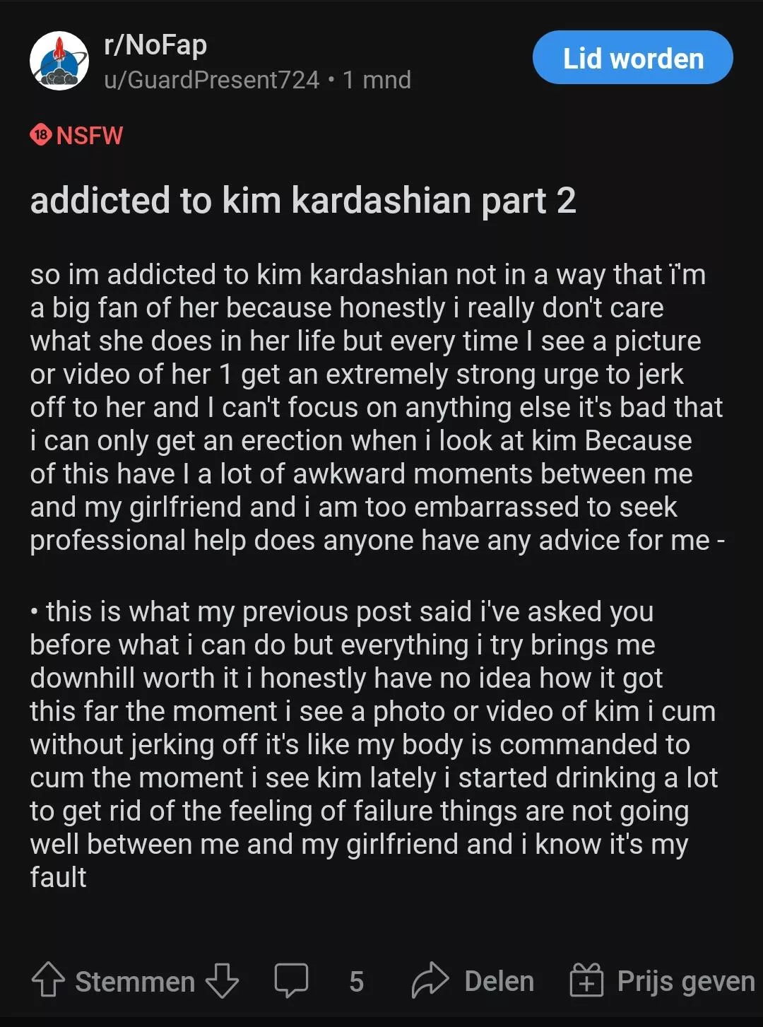 I get that he finds kim attractive but this guy has a real problem posted by why030not