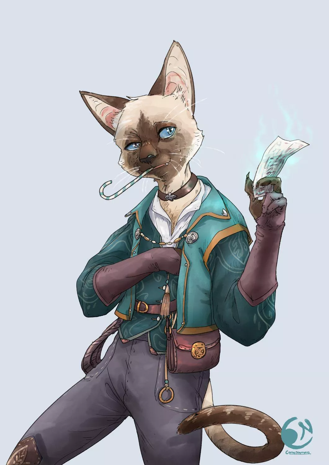 Ives, the arcane sweeper with a taste for catnip candy cane (OC for pbp, art by me) posted by cng12