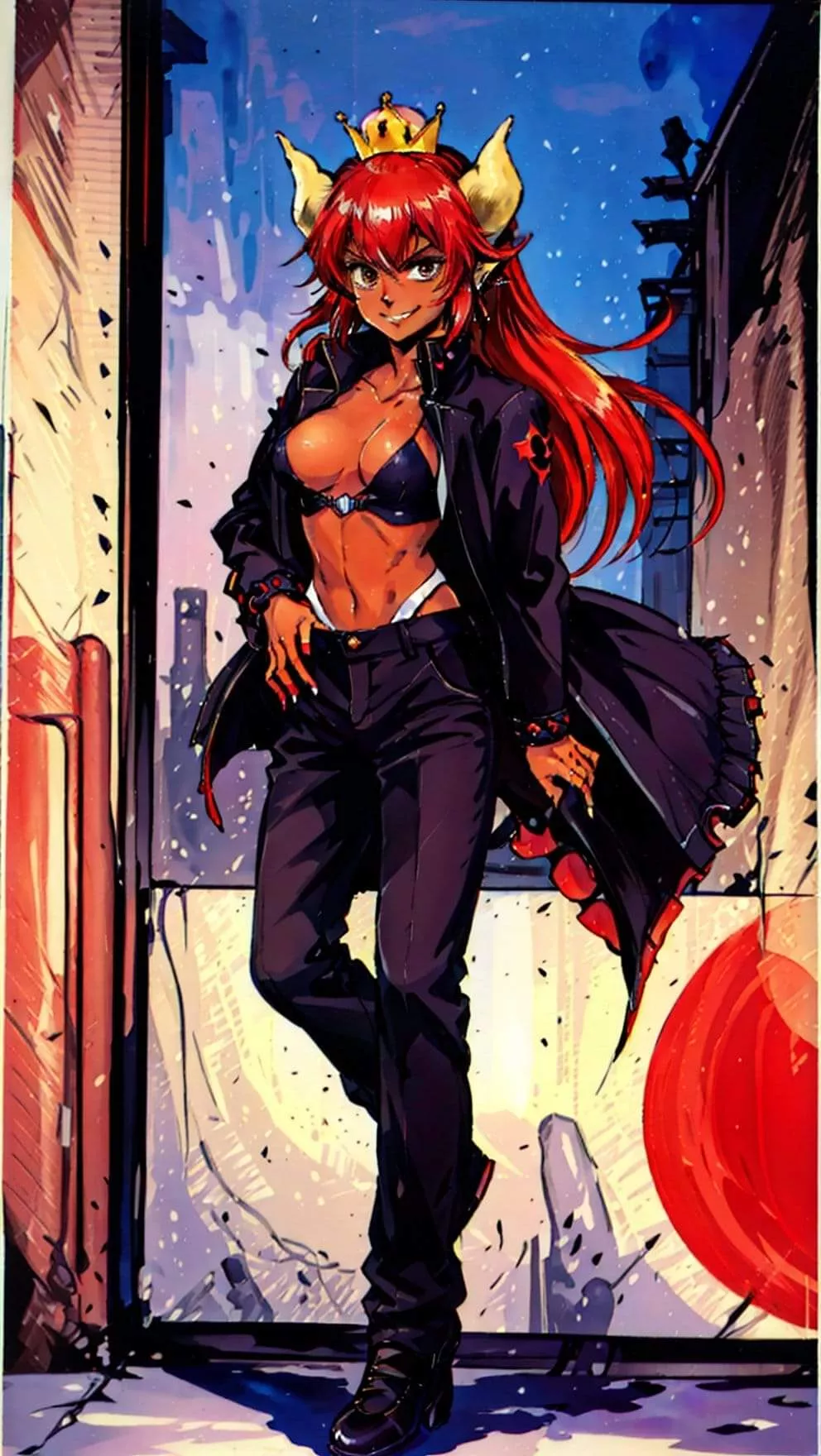 Sukeban Bowsette by me (AIart) posted by Chitauri1409