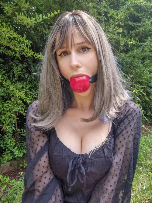 Showing off my new 6 cm ballgag, hope you like it!^^ by Pinkieneko