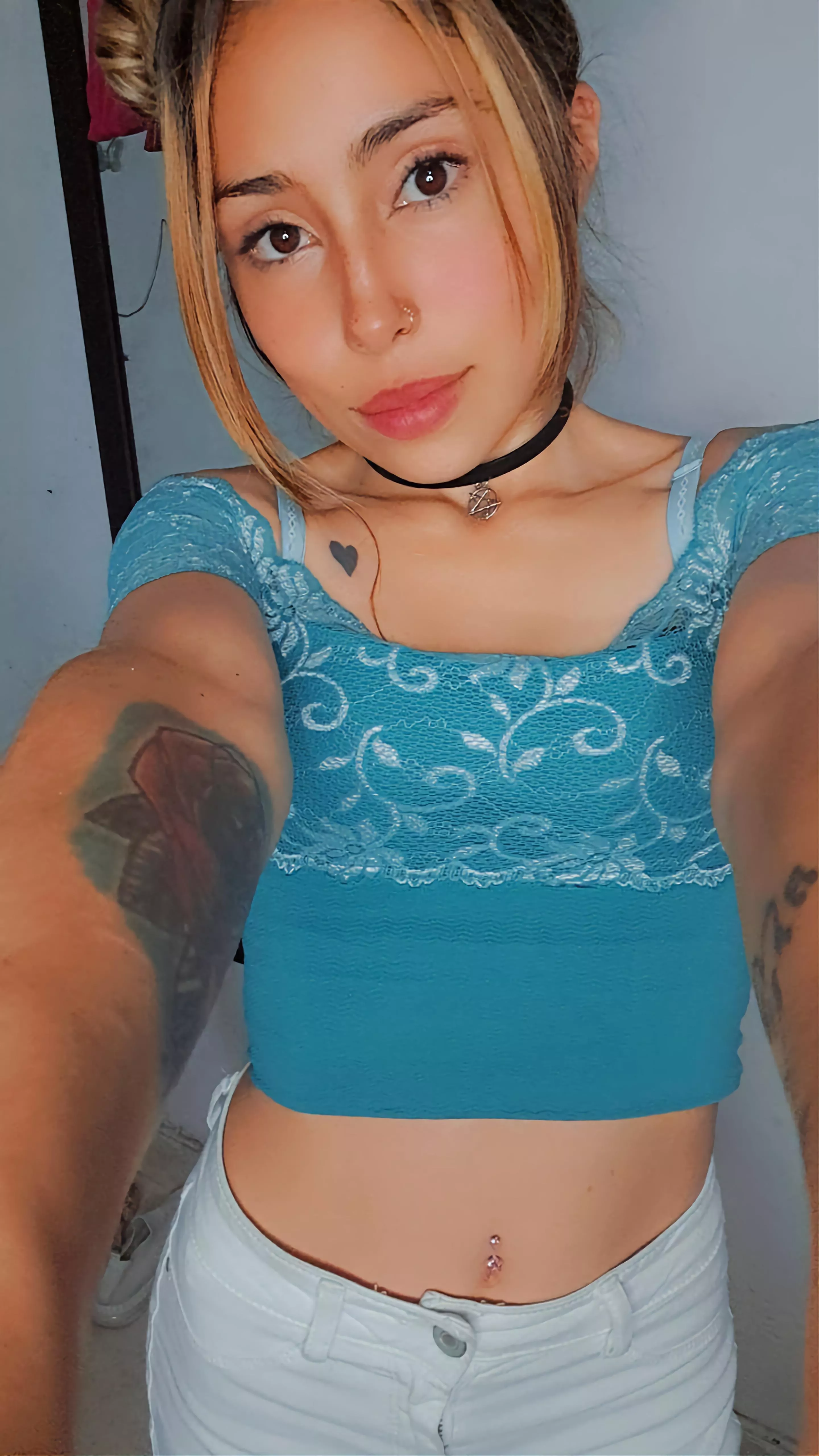 Blue Croptops Combined With A Colombia Means Perfection posted by mcamilove