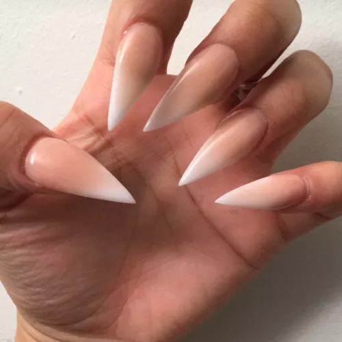 French Ombre stilettos by Polycarbontree