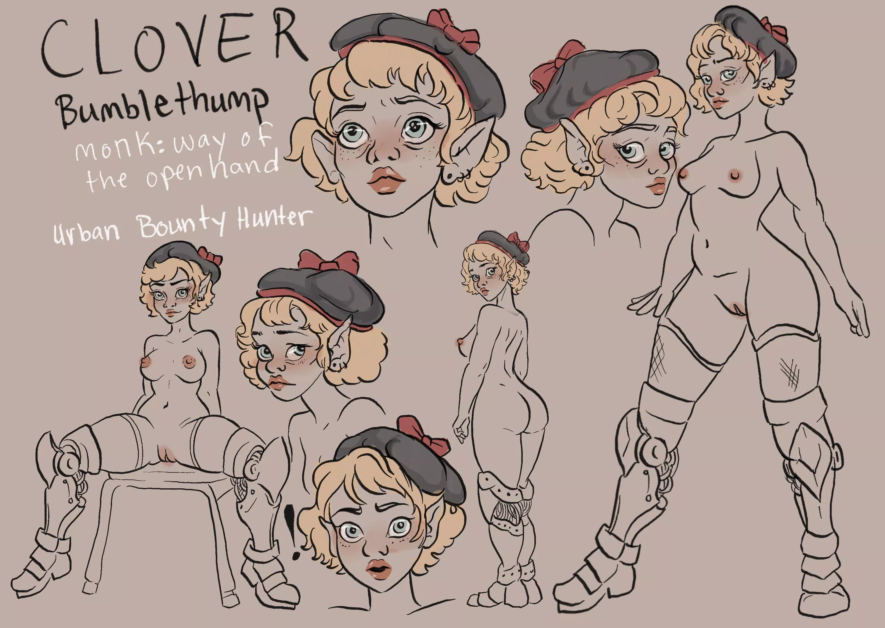 Halfling Character study [simple line art] posted by Bett26