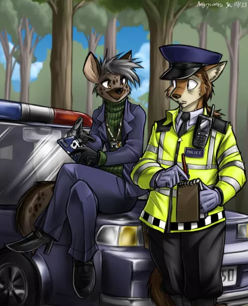 Rookie detective and Police Officer (art by me) by Angrycontra