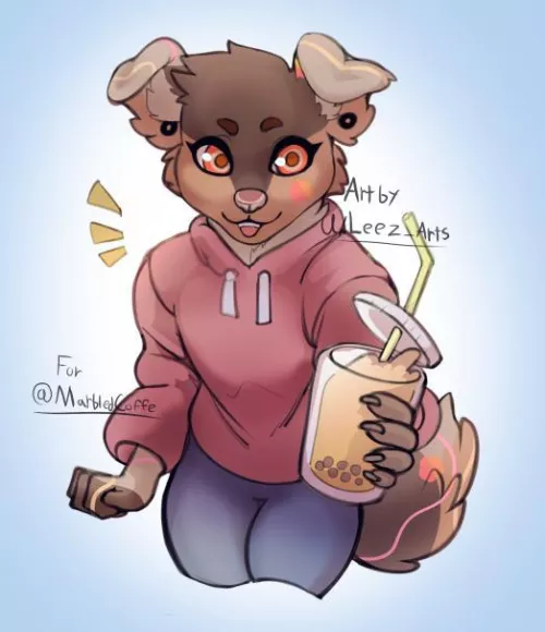 “She wants to share her drink with you!” Art by u/Leez_Arts by Koyn-