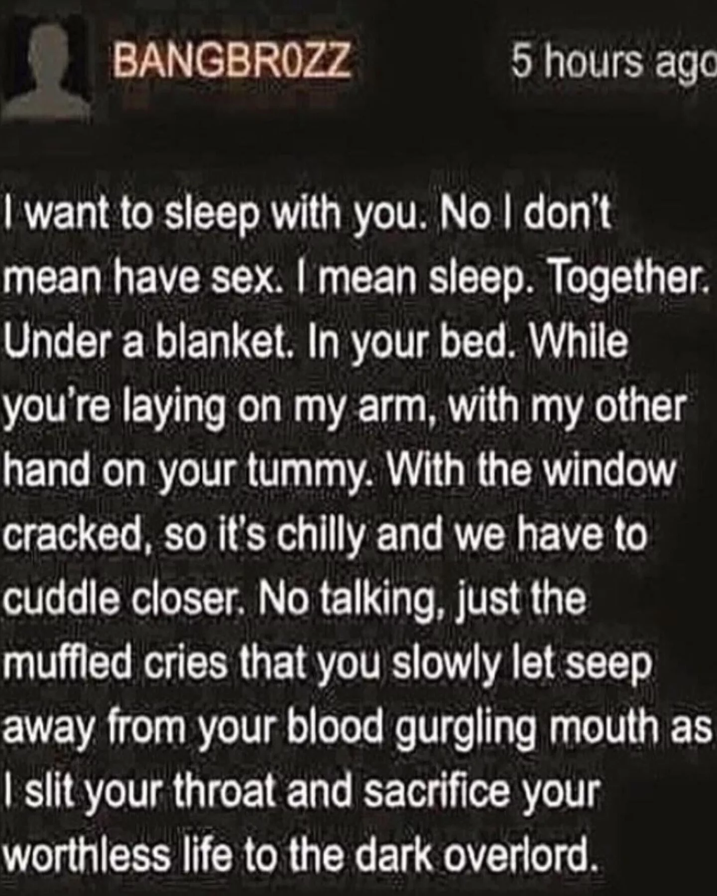 That turned dark posted by howeverventure