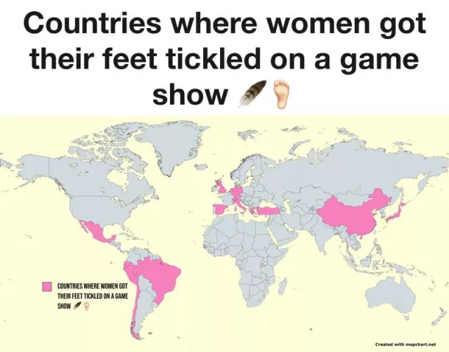 Countries where women got their feet tickled on a game show by Sniper_96_