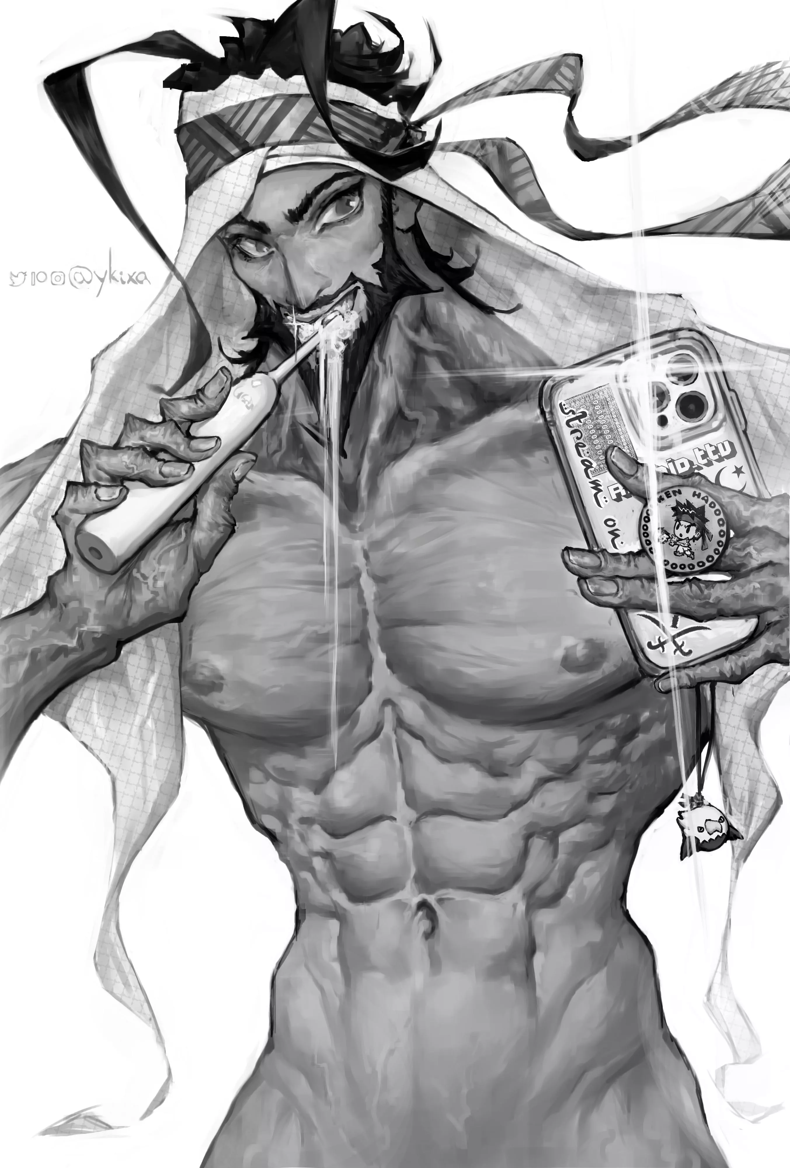 Rashid brushes his teeth and takes selfies (Ykixa) posted by Ykixa_____