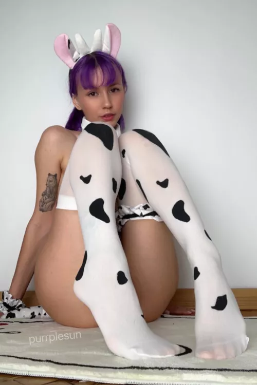 a little shy cow girl by purrplesun