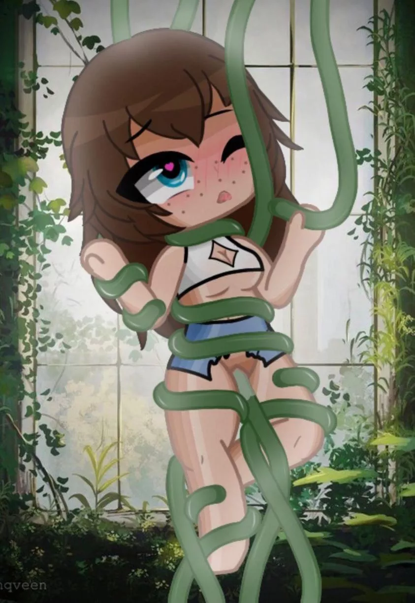 Adventurous Elena finds herself captured by a tentacle plant whilst exploring an abandoned building (F19, Art by Me) posted by Wolven_Witchery