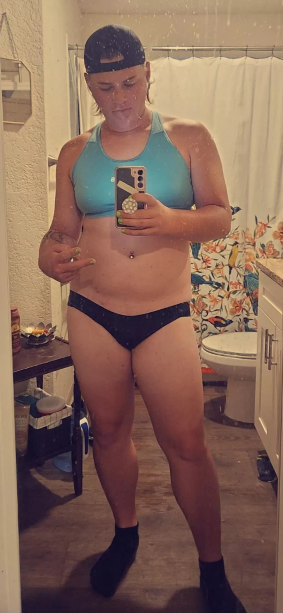 Dirty mirror, dirty girl.. or something like that. posted by taylorjohnfaye