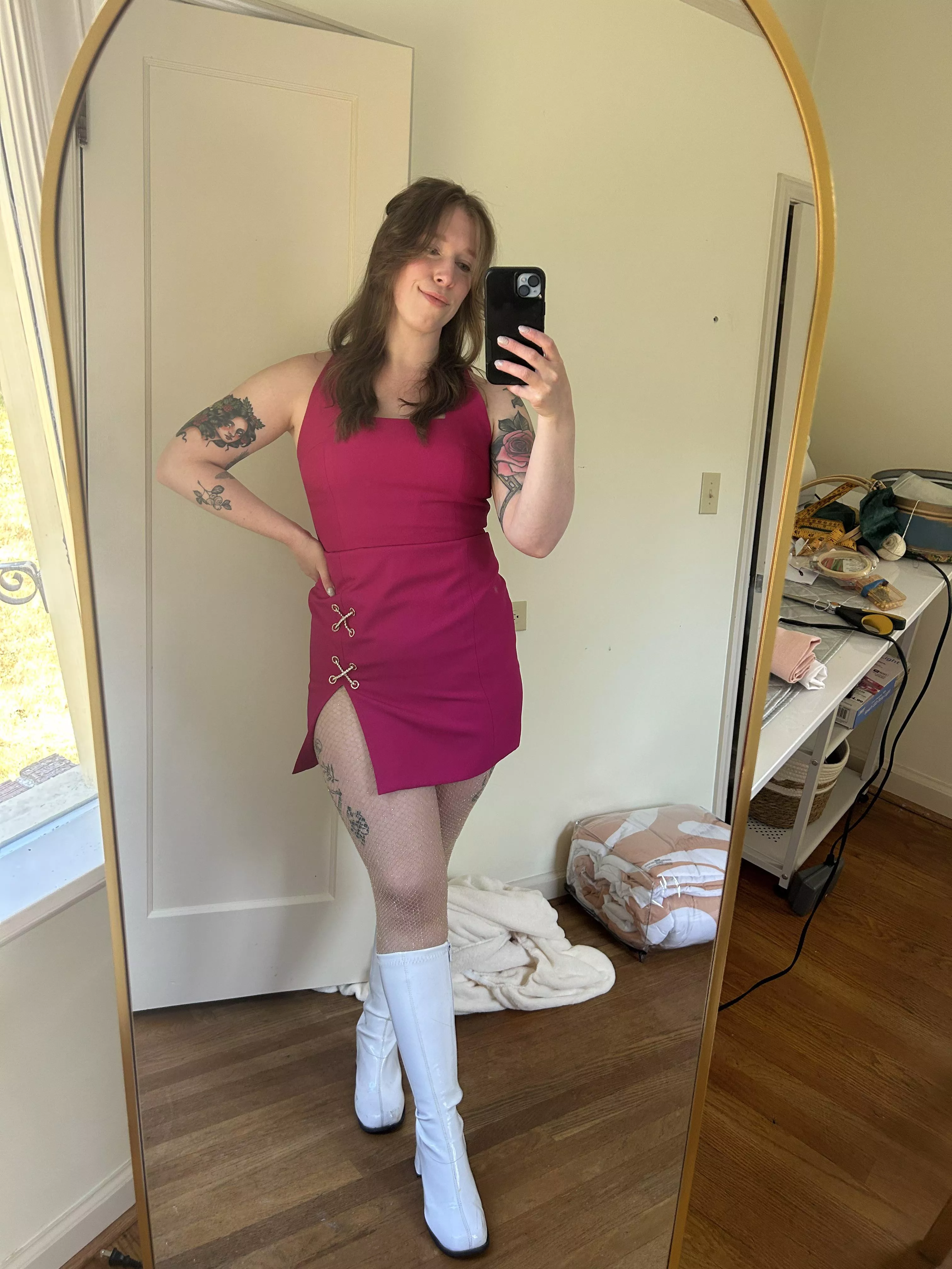 gogo boots and a mini skirt are a lovely pairing posted by -perky_peaches-