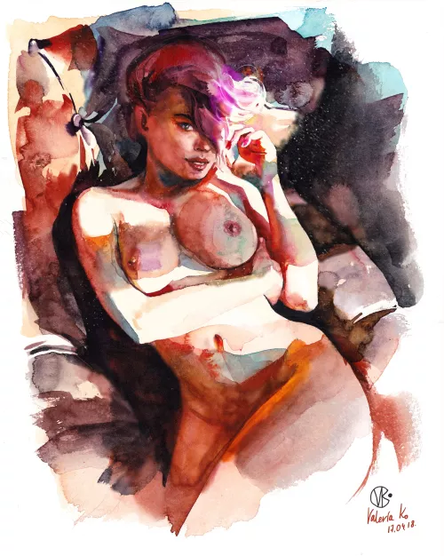 Pink hair by valeria_ko_art