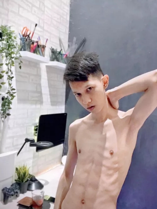 Smol and skinny amateur Asian twink with abs by Hefty_Pie_0000