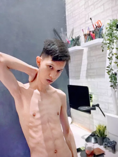 Young skinny Asian twink with abs by Hefty_Pie_0000