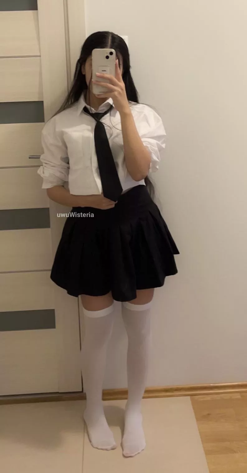 are you into nylon thigh highs? 🤍 posted by uwuWisteria