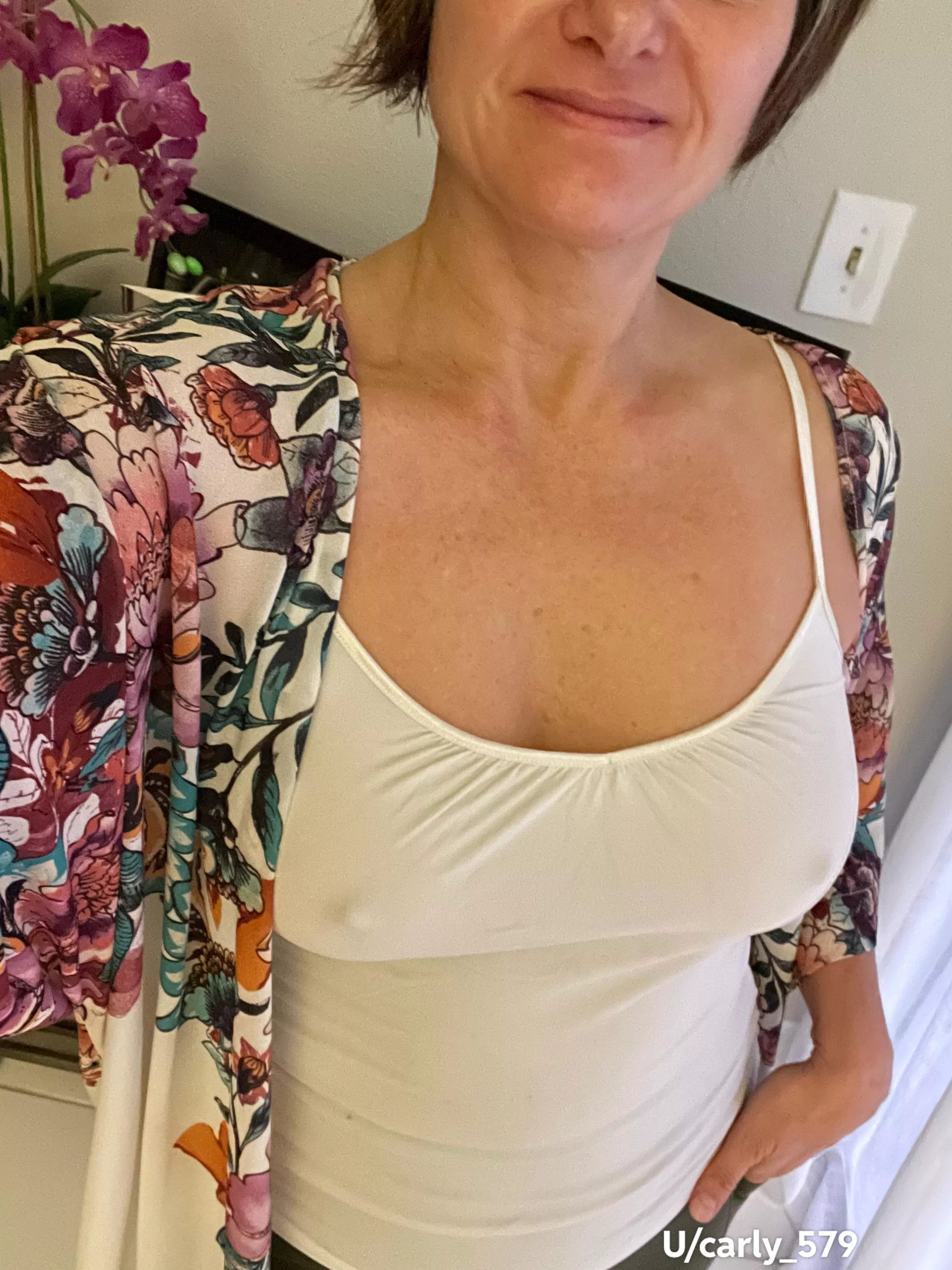 Didn’t much see the point in wearing a bra today. posted by Carly_579