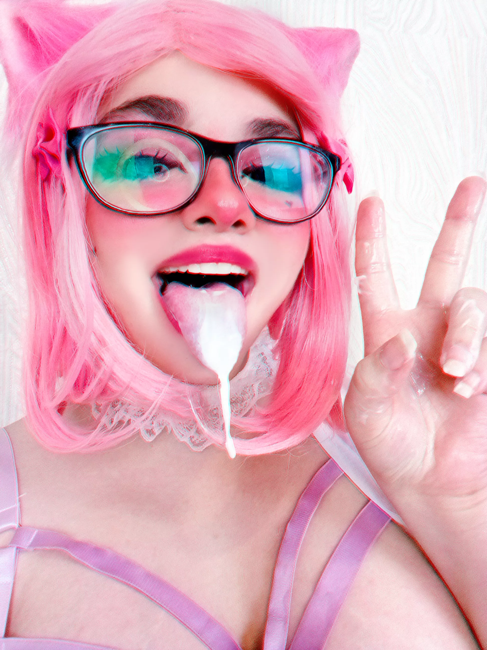 Meow meow ahegao with cream🍼💦 ~ what does that remind you of?🤭🎀F19🎀 posted by PinkMelonFresh