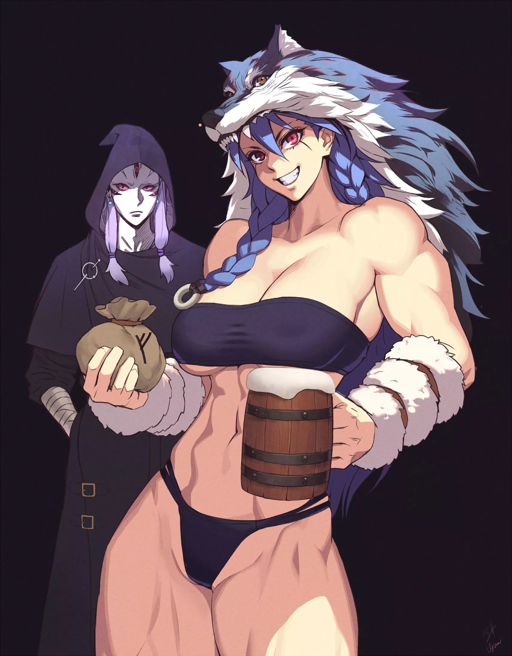 Berserker girl and demon priest [Artist: k28imi] posted by ComaOfSouls