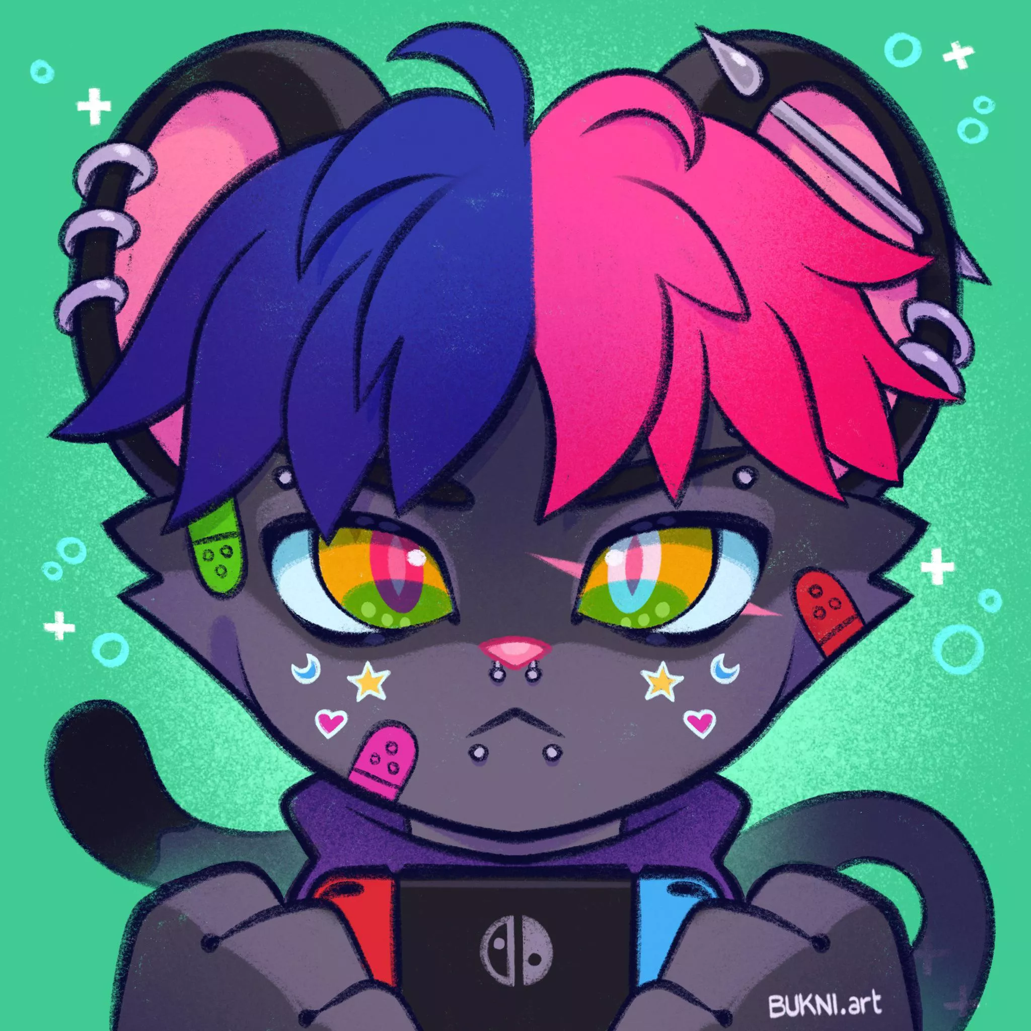 🎮 bored gamer cat =-.-= (art by me) posted by BukniArt