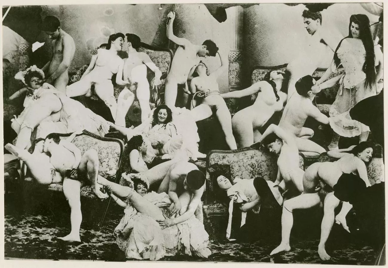 Montage of men and women engaged in sexual activity, unknown photographer (ca. 1895–1900) posted by aloiszirconia
