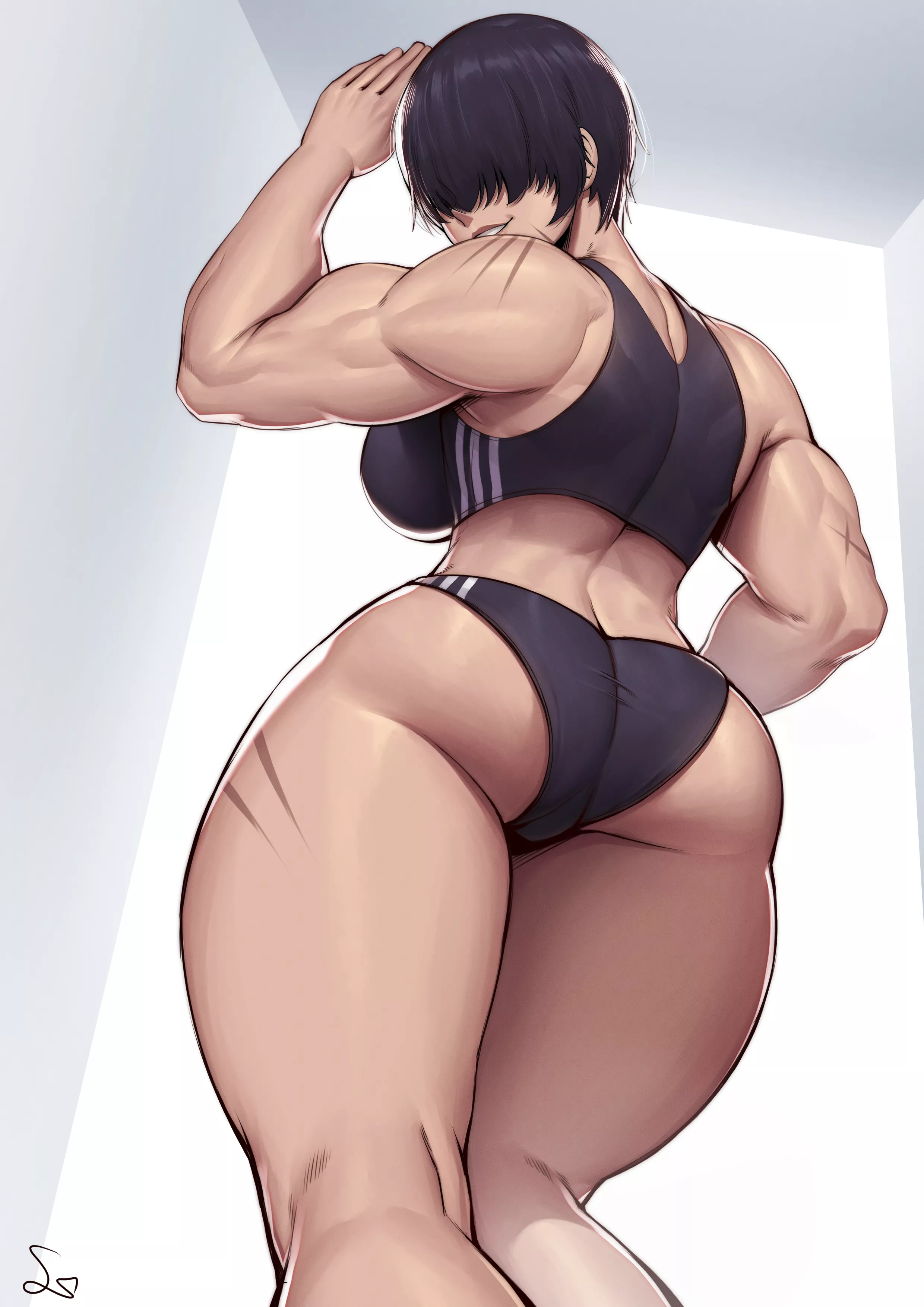 Muscular girl low angle [Artist: SpeedL00ver] posted by ComaOfSouls