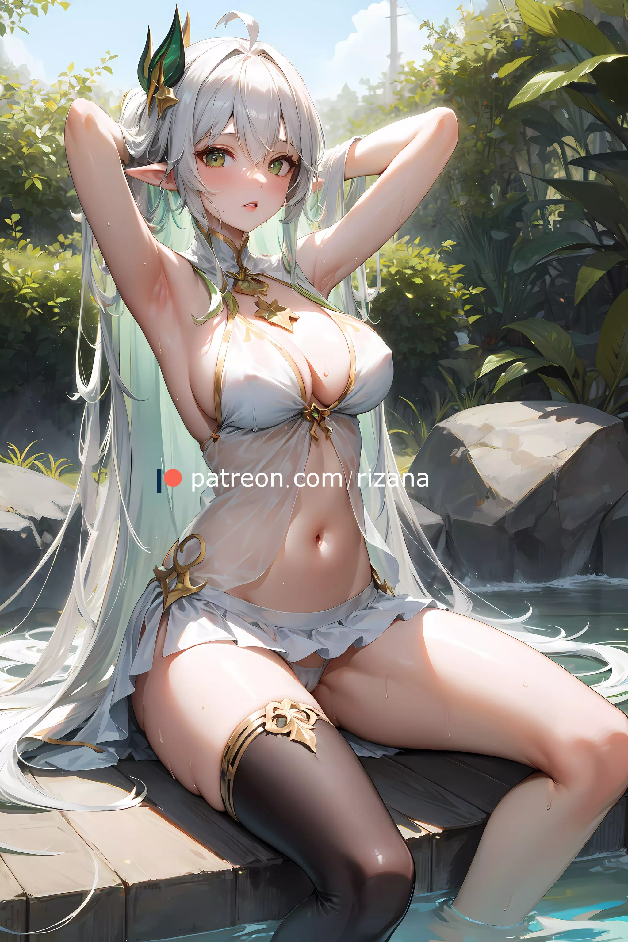 Rukkhadevata is bathing [Genshin Impact] posted by EusefRiz