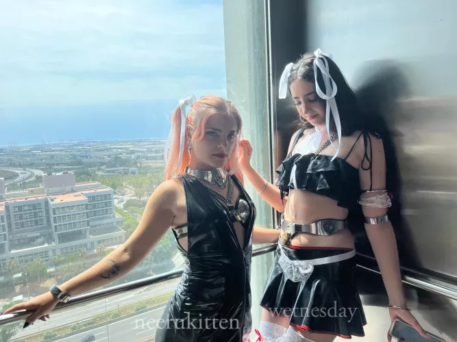 With @neerukitten 🥰 Being @domina_america’s slaves for more than 24h. Plot twist: I am going to be holding her cage keys for this august while I am on chastity!! by wet_nesday