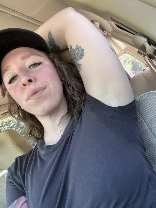 After my hour long walk I had completely pitted out this shirt by -perky_peaches-