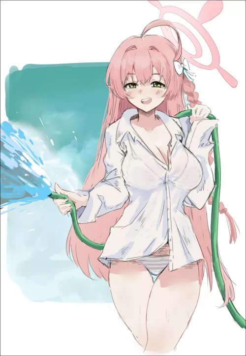 Hanako splashing some water (@erumyuu) [Blue Archive] by Erumyuu