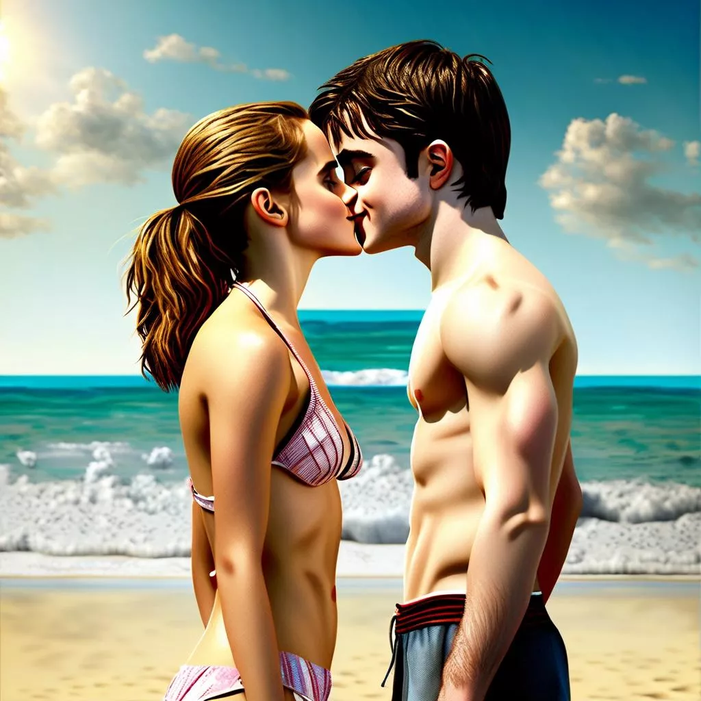Harry and Hermione kissing.... AI posted by k12_ka_sainsdaan