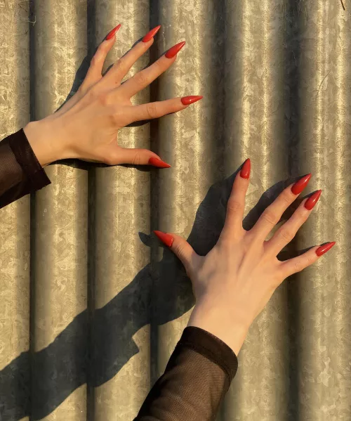 Red stiletto nails by violaheartsxo