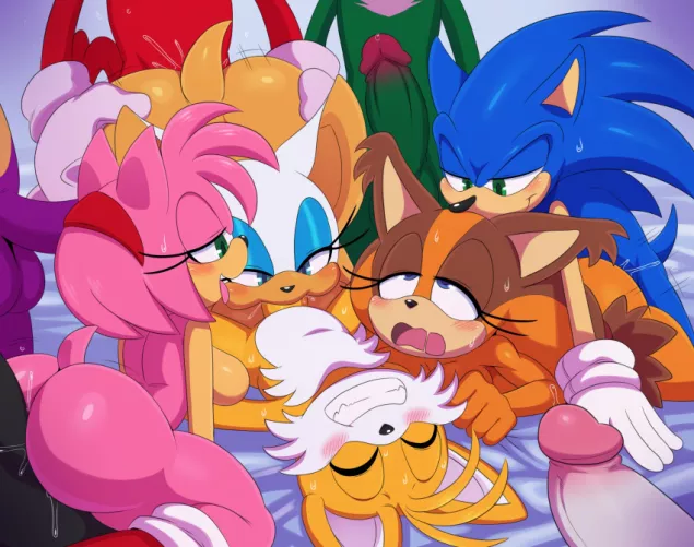 Sonic character Orgy with Tails at the Centre (sssonic2) by footlettuceburger360
