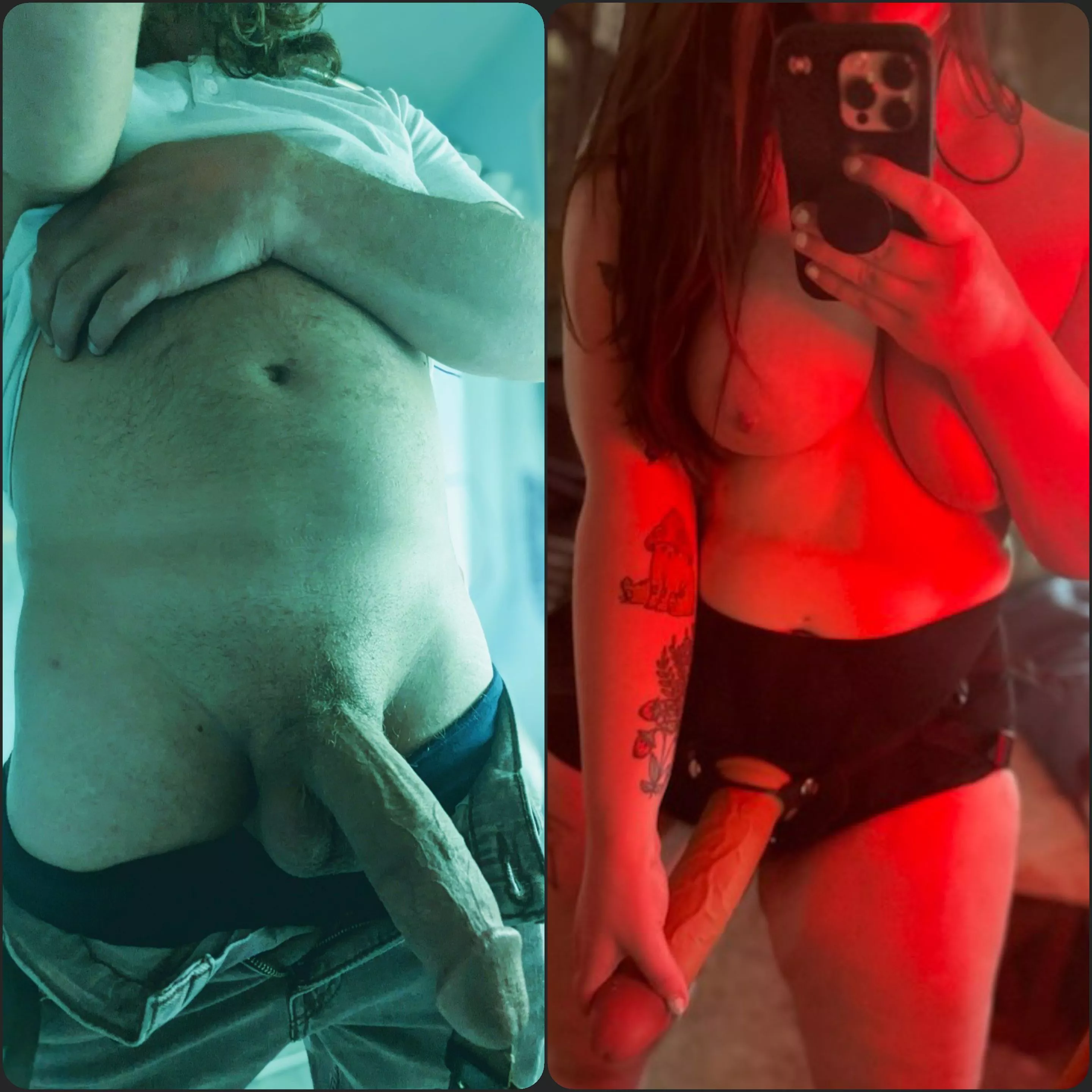 Which one of us is fucking you first? 💙/❤️ posted by just2cutebibs_