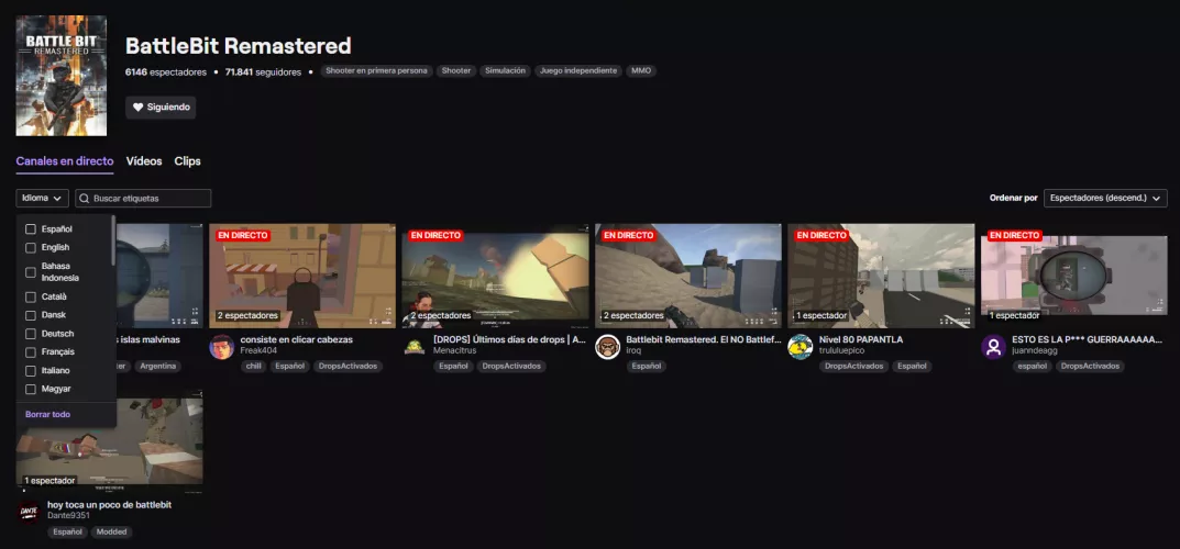 Why is Twitch only showing me Spanish Channels if I didn't set any tags or filters?? by Miggart