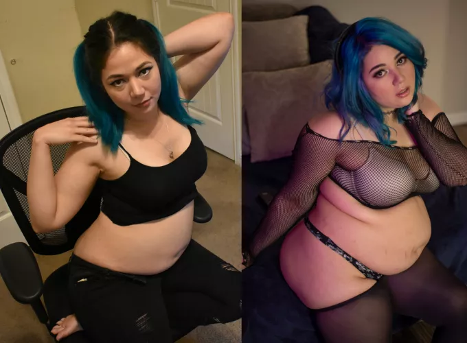 Before pic was from the day my bf asked me to be his feedee by CouchQueenie