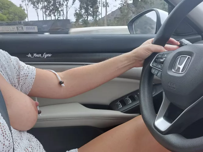 Driving down the road with one tit hanging out by -In_Your_Eyes-
